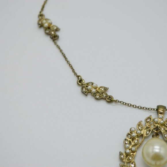 Art Nouveau Style Faux Pearl Clear Rhinestone - Picture 3 of 5